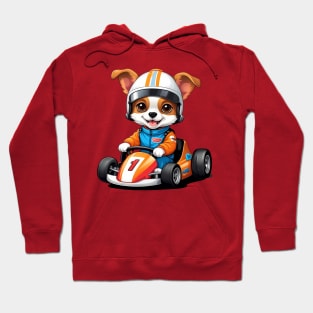 Cute Dog in Race Car Illustration Hoodie